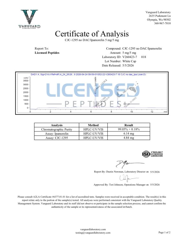CJC-1295 (No DAC), Ipamorelin (Blend) – lab report