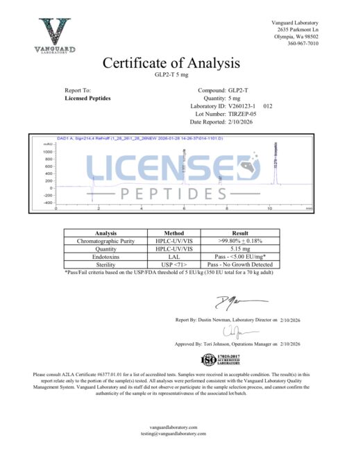 GLP2 T 5mg V260123 1 Licensed Peptides Report 012 1