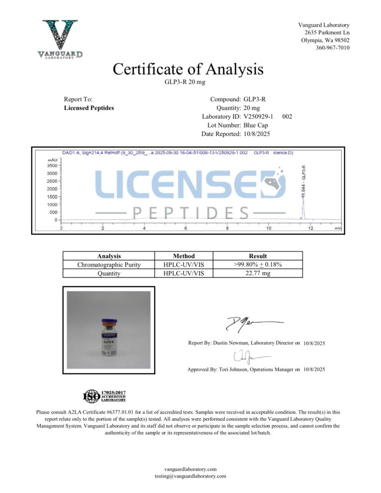 LP3-R 20mg (10 vials) – lab report