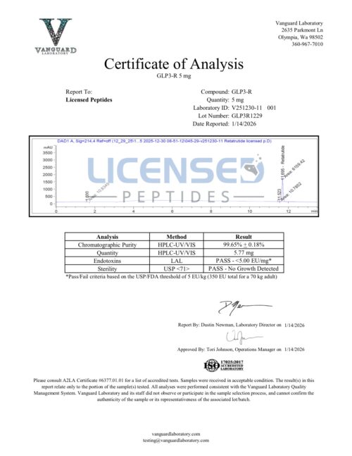 GLP3 R 5mg V251230 11 Licensed Peptides Report 001