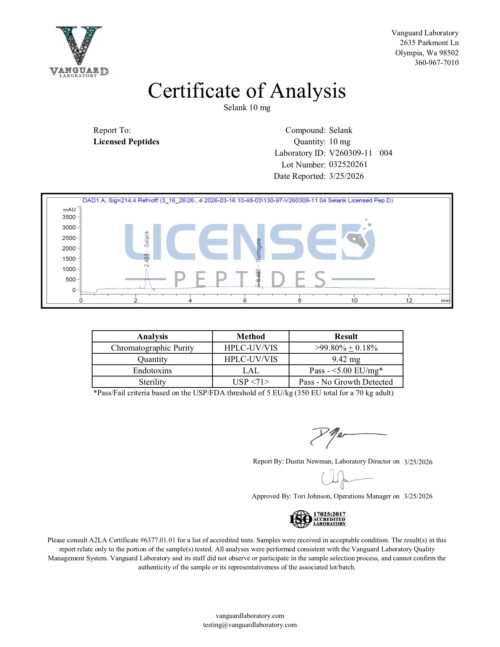 Selank 10mg V260309 11 Licensed Peptides Report 004 1