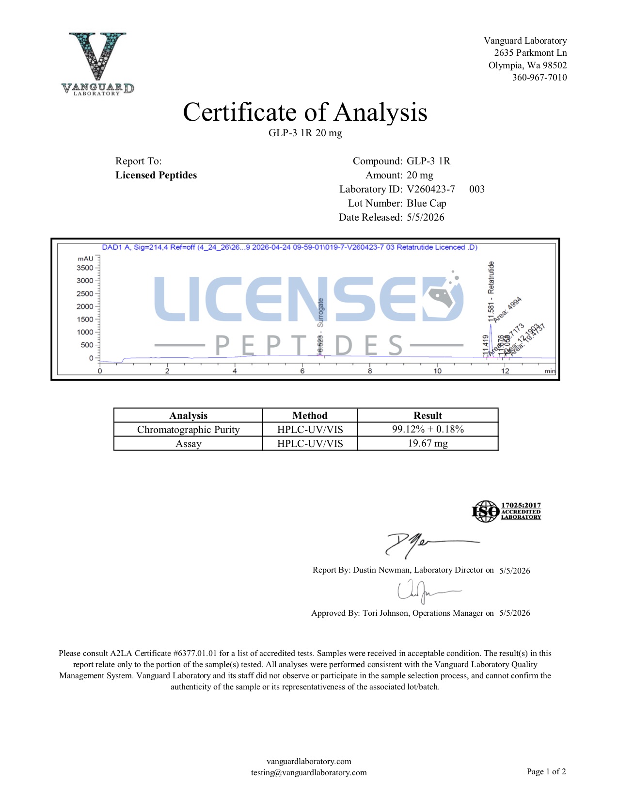 V260423-7 HPLC-UV/VIS report — LP3-R 20mg
