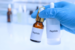 research peptide vials Research peptide vials displayed in a laboratory setting for scientific study.