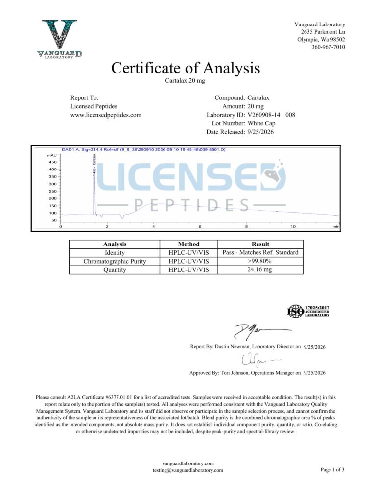Cartalax 20mg V260908 14 Licensed Peptides Report 008 1
