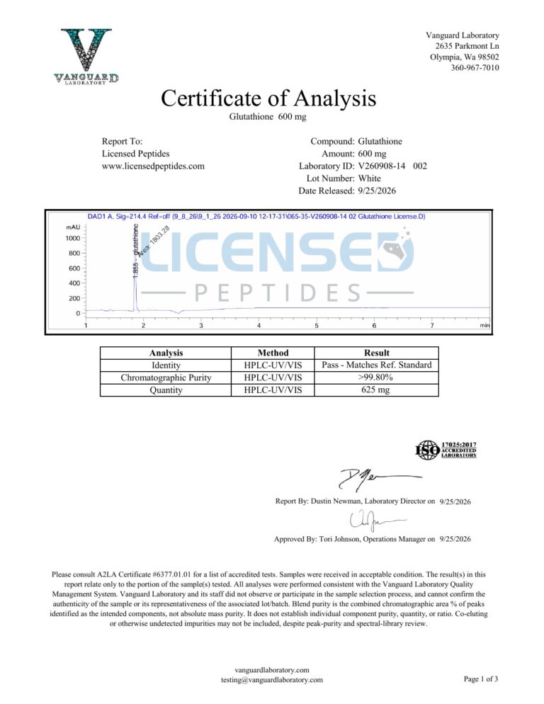 Glutathione 600mg V260908 14 Licensed Peptides Report 002 1