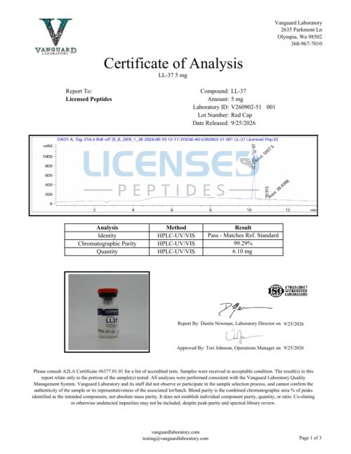 LL 37 5mg V260902 51 Licensed Peptides Report 001 1