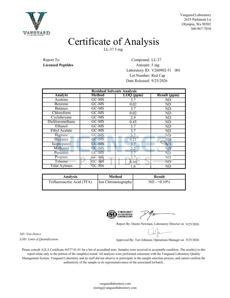 LL 37 5mg V260902 51 Licensed Peptides Report 001 3