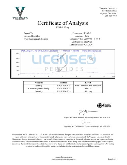 Snap 8 10mg V260908 14 Licensed Peptides Report 010 1