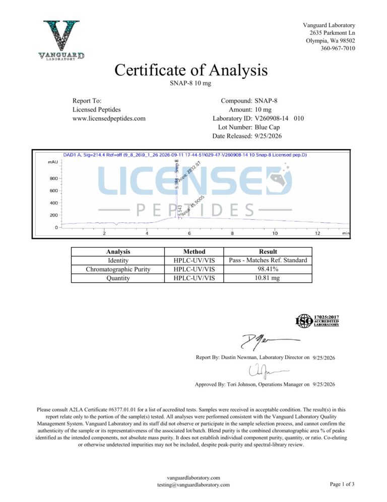 Snap 8 10mg V260908 14 Licensed Peptides Report 010 1
